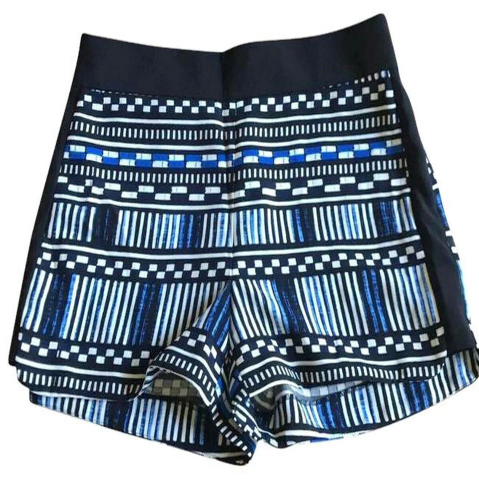 J. Pantalones cortos para mujer Crew azul negro estampado geográfico cintura alta talla 4 Foto 1 de 1