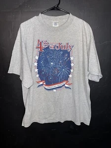 Vintage Fourth Of July 4th T Shirt Adult XL Gray Graphic Fireworks Delta Pro Y2K - Picture 1 of 7