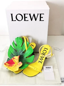 LOEWE SANDALES TALONS ANTHURIUM PETAL JAUNE ET VERT 37 SS23 NEUVES - Picture 1 of 8