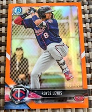 ROYCE LEWIS 2018 BOWMAN CHROME DRAFT ORANGE REFRACTOR /25