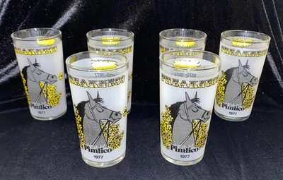 1977 Preakness Pimlico  Set Of 6 Glasses Listing Of Winners From 1870-1977 - Image 1 of 3