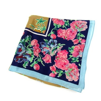Kenzo Mujer Bufanda Seda Patrón Floral Marca Damas Azul Marino Usado Edición Limitada Estilo Foto 1 de 4