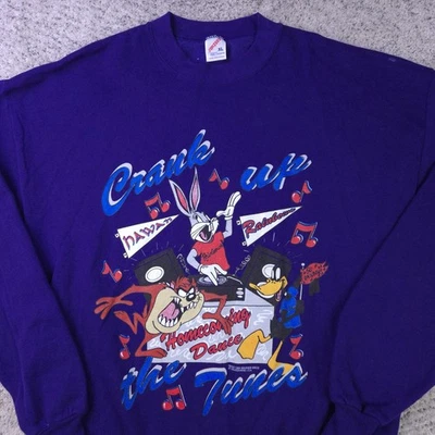 VTG Hawaii Rainbows Sweatshirt Men XL Looney Tunes Bugs Bunny Taz Daffy USA GUC - Image 1 of 4