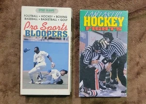1991 Sports VHS Tapes - Pro Sports Bloopers & Fantastic Hockey Fights - Picture 1 of 2