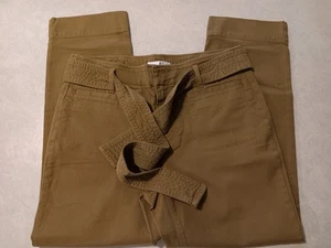 LOFT Cropped Belted Yellow Brown Jeans Sewn Cuff Women's 10 NWT (Ji) - Picture 1 of 9