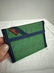 Vintage Jordache grün & blau dreifach faltbare Nylon Geldbörse mit Klettverschluss - Bild 1 von 8