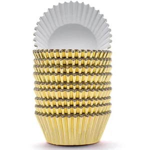 200 Pcs Gold Foil Cupcake Liners Standard Baking Cups Muffin Paper Cases - Picture 1 of 7