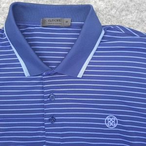 G/Fore Camicia Uomo Med Blu Righe Golf Polo Elasticizzata Casual Preppy Performance - Foto 1 di 9