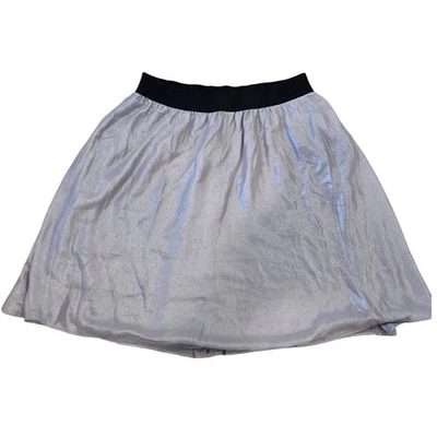 Falda Chelsea 28 XS plateada brillante cintura elástica acampanada mini para mujer Foto 1 de 4