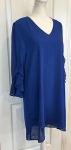 UMGEE (Neu mit Etikett) royalblaues Damenkleid S/M Rüschen Glockenärmel leuchtend feminin - Bild 1 von 19