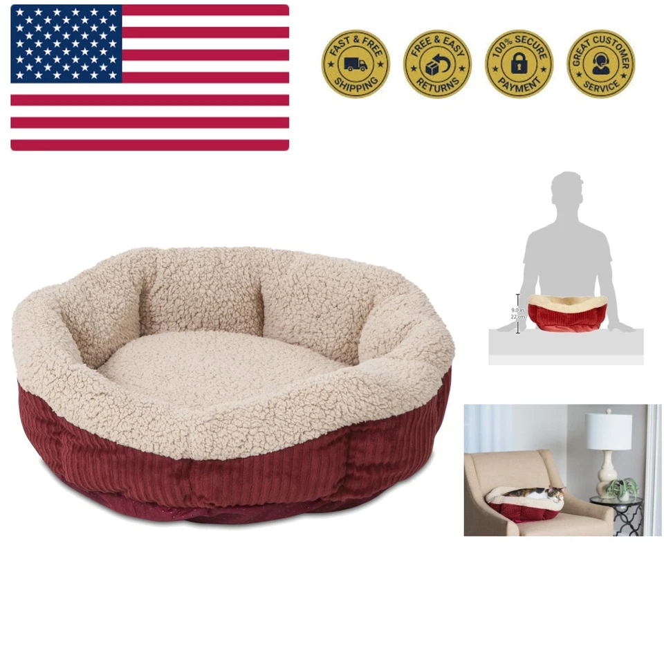 petmate aspen pet self warming cat and dog bed 19 inch round spice creme 80135