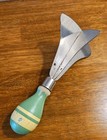 Antique Green Wood Handle Food Chopper 4 Blades 6 1/2" Farm House