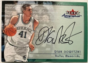 2000 NBA Fleer Autographics Dirk Nowitzki #41 Dallas Mavericks COA Back of Card - Bild 1 von 2