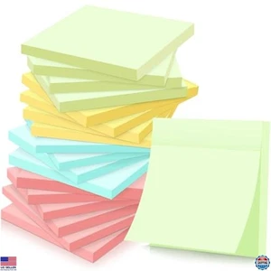 200 Pack 3x3 Inch Sticky Notes Self Stick Memo Pads in Simple Colors for School - Picture 1 of 6