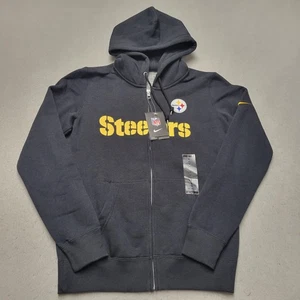 NWT Women’s Nike Pittsburgh Steelers Hoodie Black Medium Sweatshirt Zipper Hood - Picture 1 of 10