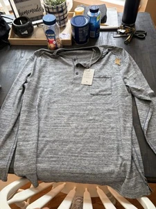 Tommy Bahama Mens Shirt Fray Day Harbor Henley Gray New Long Sleeve XXL - Picture 1 of 4