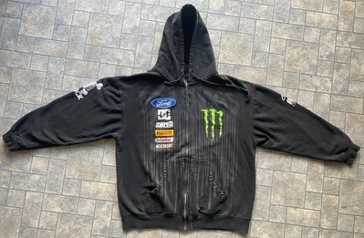 Sudadera con capucha DC Monster Energy Ken Block 43 para hombre con logotipos XL negra cremallera completa  - Imagen 1 de 4