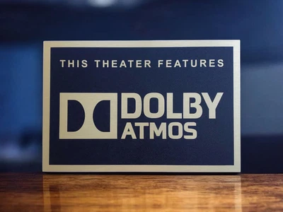 Dolby Atmos Wall Sign Brushed Gold Aluminum Plaque Home Theater Media Room Decor - Image 1 of 4