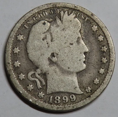 1899 Barber Quarter 25c Coin - Philadelphia - 90% Silver - Image 1 of 4