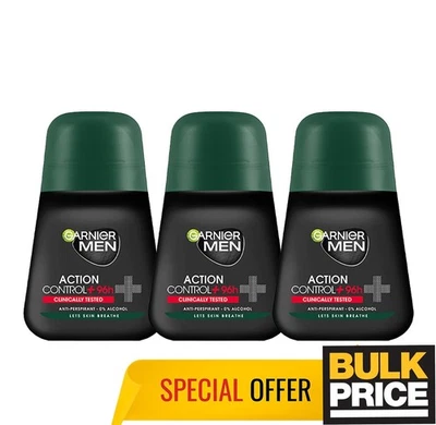 Garnier Men Action Control + Desodorante Roll-on 96H Protección excesiva contra el sudor Paquete de 3 Foto 1 de 4