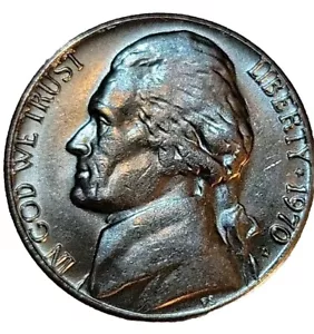1970 D Jefferson Nickel DDO Strikethru Error - Picture 1 of 5