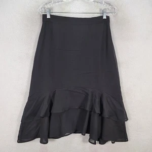 ModCloth Womens Skirt Size 4 Black Stretch Ruffled Flowy Hem Career A Line - Picture 1 of 16