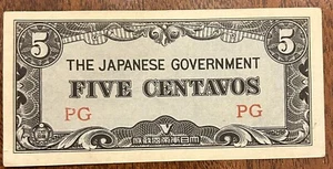Five Centavos The Japanese Government Banknote uncirculated 07-041710 - Picture 1 of 2