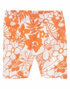 New Gymboree Girls 4 year Orange White Floral Bike Shorts Stretch Comfy Short  - Picture 1 of 1