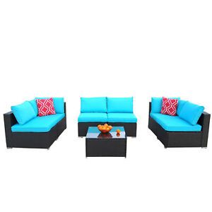 Outdoor 7 Pieces Patio Sofa Set Pe Rattan Furniture Sectional Conversation Sofas