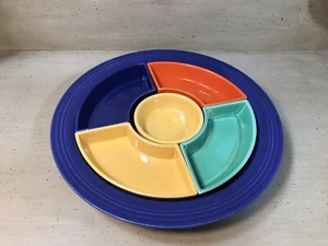Rare Vintage Blue Multicolor Condiment HLC Fiesta Fiestaware Relish Tray Dish - Picture 1 of 8
