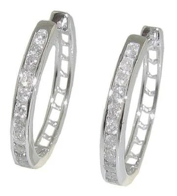 Hoop Earrings SI1 G 0.65 Carat Genuine Diamond Appraisal 14K White Gold 0.80Inch - Image 1 of 4