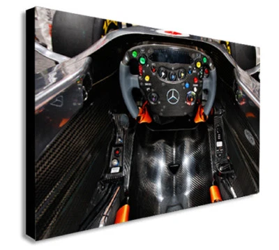 F1 FORMULA 1 MERCEDES COCKPIT Canvas Wall Art Framed Print. Various Sizes - Image 1 of 3