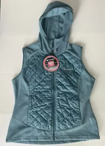 COLUMBIA WOMEN'S WARMER DAYS THERMAL COIL QUILTED HOODED VEST,TEAL-LARGE - Picture 1 of 6