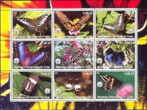 Congo 2002 Butterflies Insects/Nature/Butterfly/Scouts 9v sht (s541) - Picture 1 of 1