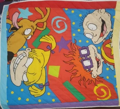 Vintage Colorful Rugrats Polyester Baby Blanket Nickelodeon Viacom  37" X 41" - Image 1 of 4