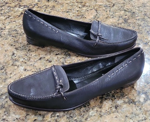 Mocassino FENDI pelle marrone slip on scarpa donna 40 5 cuciture fiocco Italia Wow 10 5