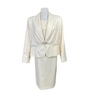 Nipon Boutique Blazer Dress Suit Set -2 Piece The Jacket Dress Cream sz 16 NEW - Picture 1 of 12