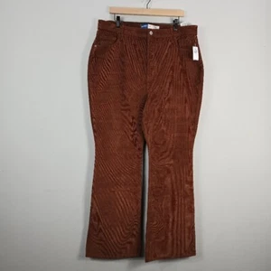 NWT Old Navy Higher High Rise Corduroy Pants Size 18 Brown Rust Flare Retro New - Picture 1 of 12