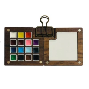 Stamperia - WATERCOLOURS PAINT SET - WOOD BOX 7 X 7cm, 15 x COLOUR PAINTS - Picture 1 of 4
