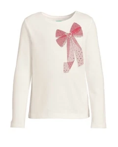 365 Kids From Garanimals Girls Long Sleeve Shirt Ivory Color Bow And Heart Sz 5 - Picture 1 of 2