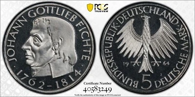 Germany 1964 J 5 Mark Fichte Pcgs PF 66 Dcam J-393 Rare Type - Image 1 of 4