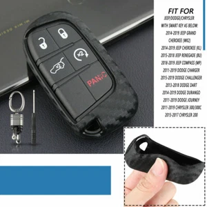 Remote Car Key Case New Carbon Fiber For Jeep Renegade Dodge Chrysler 300 - Picture 1 of 5