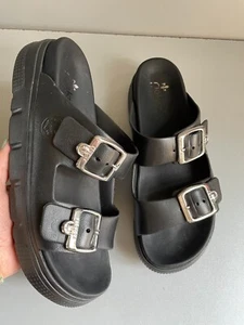 womens Rieker black chunky slip on mule sandals eur 42-43 - Imagen 1 de 21