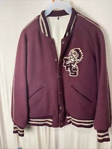 VTG 1954 Irondequit HS Indians Burgundy Wool Letterman Jacket. Rochester, NY - Picture 1 of 22