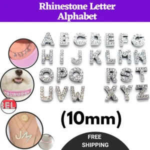 Alphabet Rhinestone A-Z Letters Charms Name Personalised Collars Bracelet Bling - Picture 1 of 5