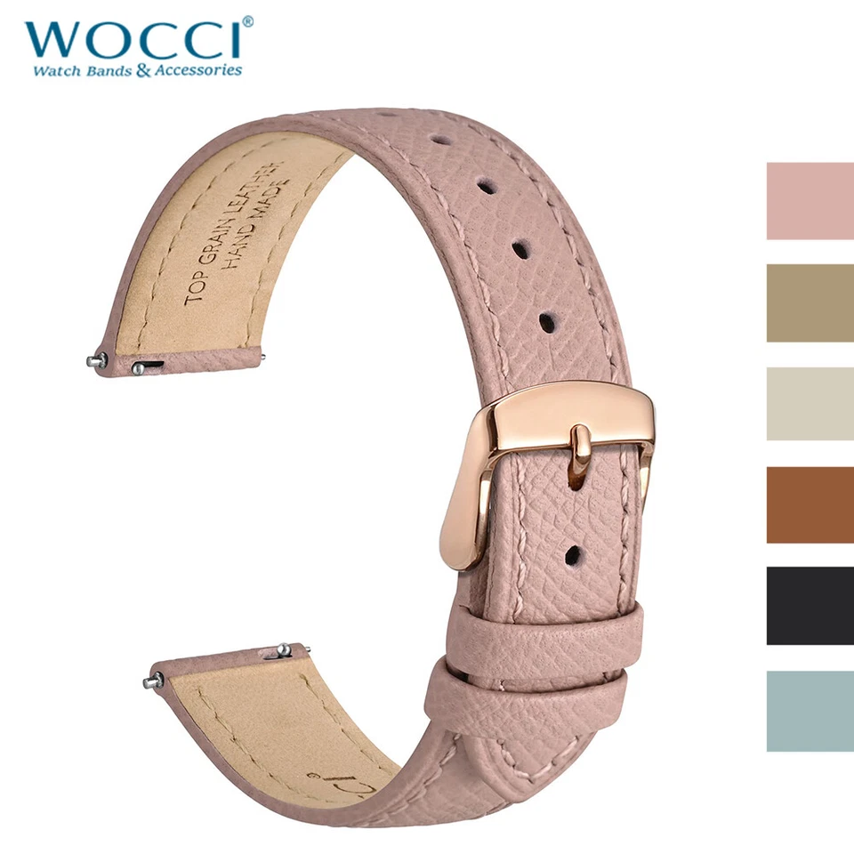 WOCCI Top Grain Leather Watch Band for Women 12mm 14mm 16mm 18mm 20mm Strap - image 1 of 4