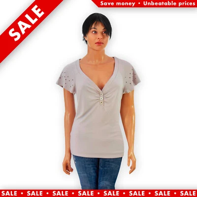 Silver Sequin V-Neck Top, Size 8/10, Hips Length, Casual/Party, Machine Washable - Image 1 of 2