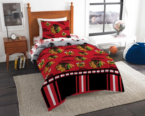Chicago Blackhawks Twin Bed in a Bag (Rotary) OFFICIAL NHL Cover