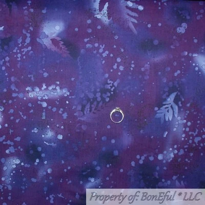 BonEful Fabric FQ Cotton Quilt Dark Purple Navy Blue Night Leaf Blender Texture - Image 1 of 4