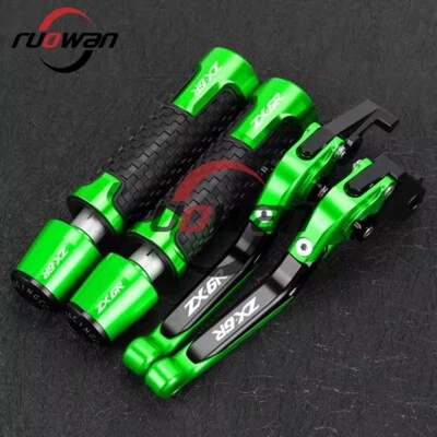 Apto para Kawasaki Ninja ZX6R ZX636 ZX-6R CNC manija empuñaduras tapa freno embrague palancas Foto 1 de 4